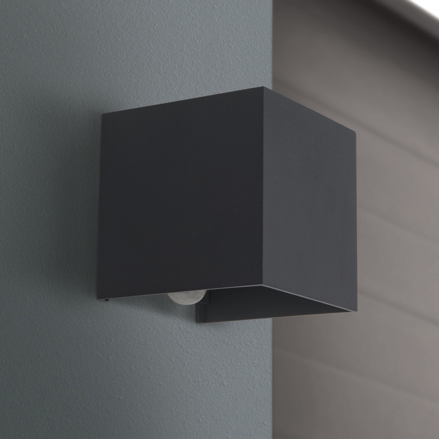 LED Kinkiet zewnętrzny z czujnikiem ruchu i zmierzchu CUBE-S LED/13W/230V IP54 antracyt