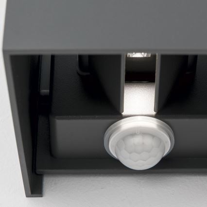 LED Kinkiet zewnętrzny z czujnikiem ruchu i zmierzchu CUBE-S LED/13W/230V IP54 antracyt