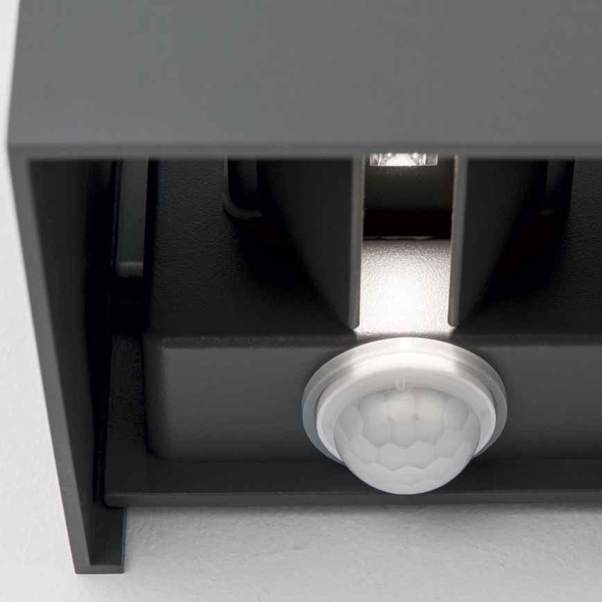 LED Kinkiet zewnętrzny z czujnikiem ruchu i zmierzchu CUBE-S LED/13W/230V IP54 antracyt