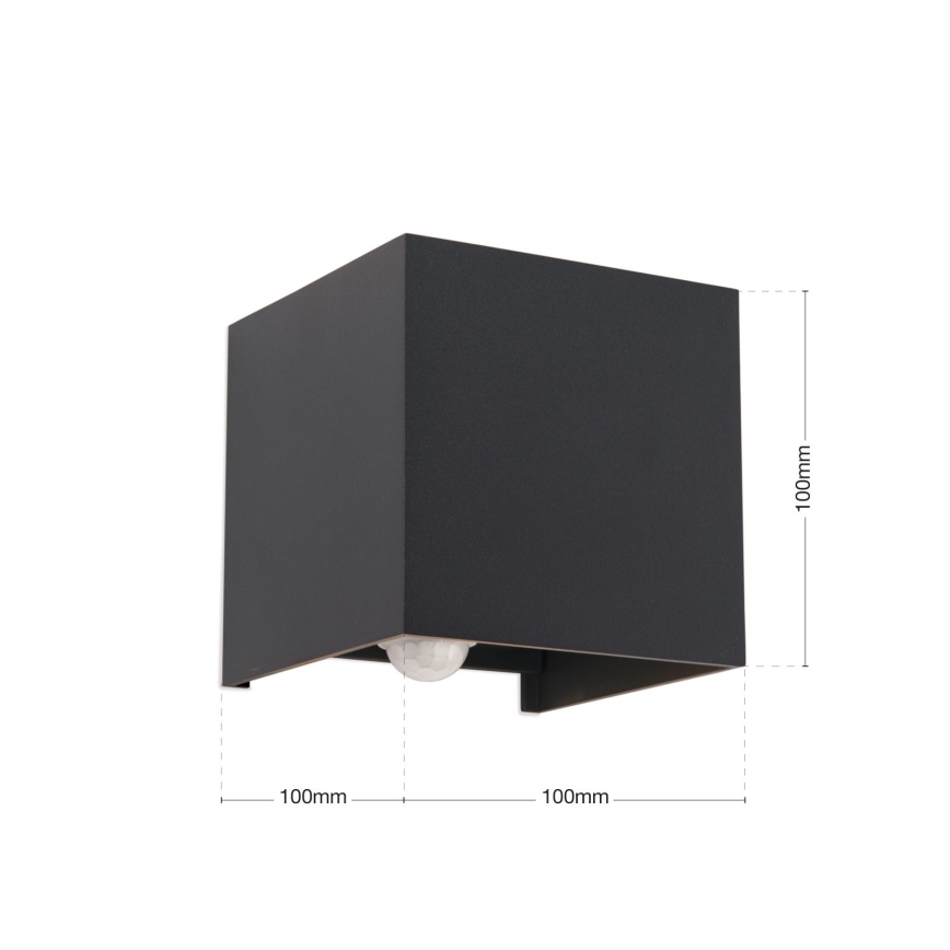 LED Kinkiet zewnętrzny z czujnikiem ruchu i zmierzchu CUBE-S LED/13W/230V IP54 antracyt
