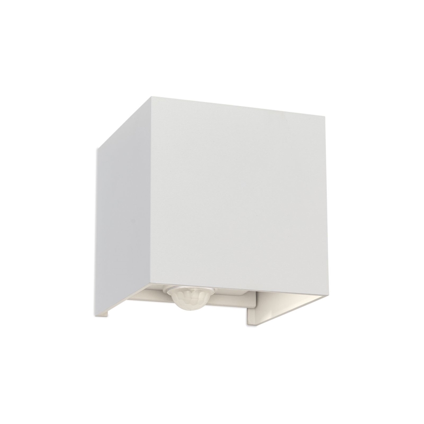 LED Kinkiet zewnętrzny z czujnikiem ruchu i zmierzchu CUBE-S LED/13W/230V IP54 biały