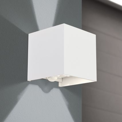 LED Kinkiet zewnętrzny z czujnikiem ruchu i zmierzchu CUBE-S LED/13W/230V IP54 biały
