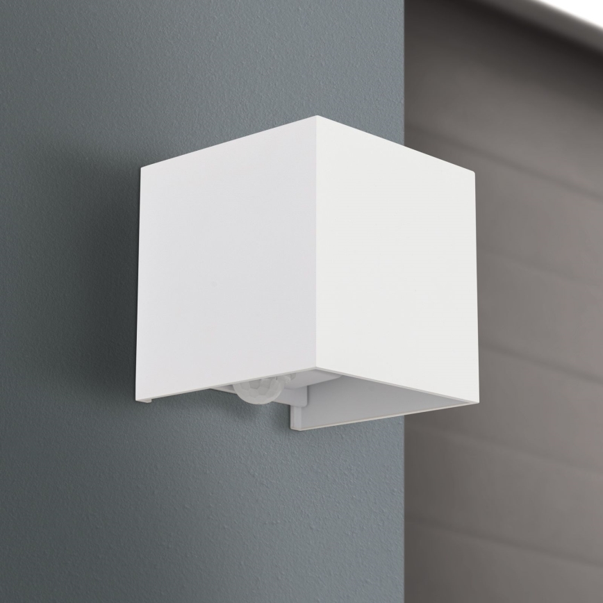 LED Kinkiet zewnętrzny z czujnikiem ruchu i zmierzchu CUBE-S LED/13W/230V IP54 biały