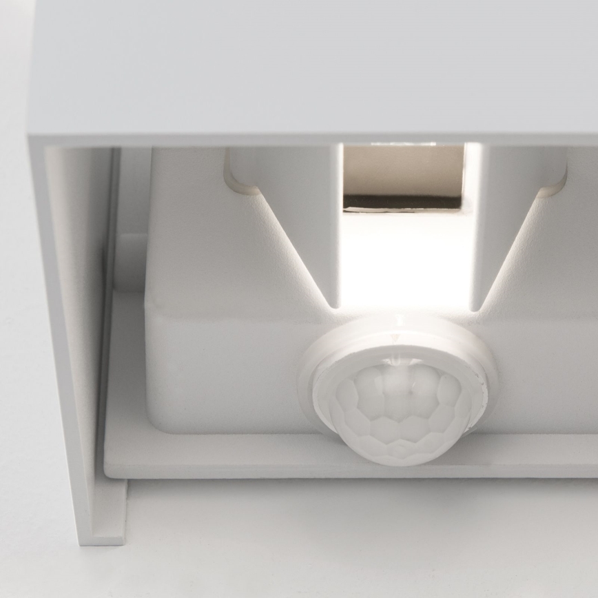 LED Kinkiet zewnętrzny z czujnikiem ruchu i zmierzchu CUBE-S LED/13W/230V IP54 biały