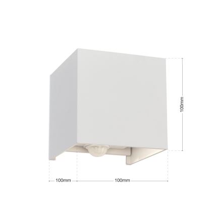 LED Kinkiet zewnętrzny z czujnikiem ruchu i zmierzchu CUBE-S LED/13W/230V IP54 biały
