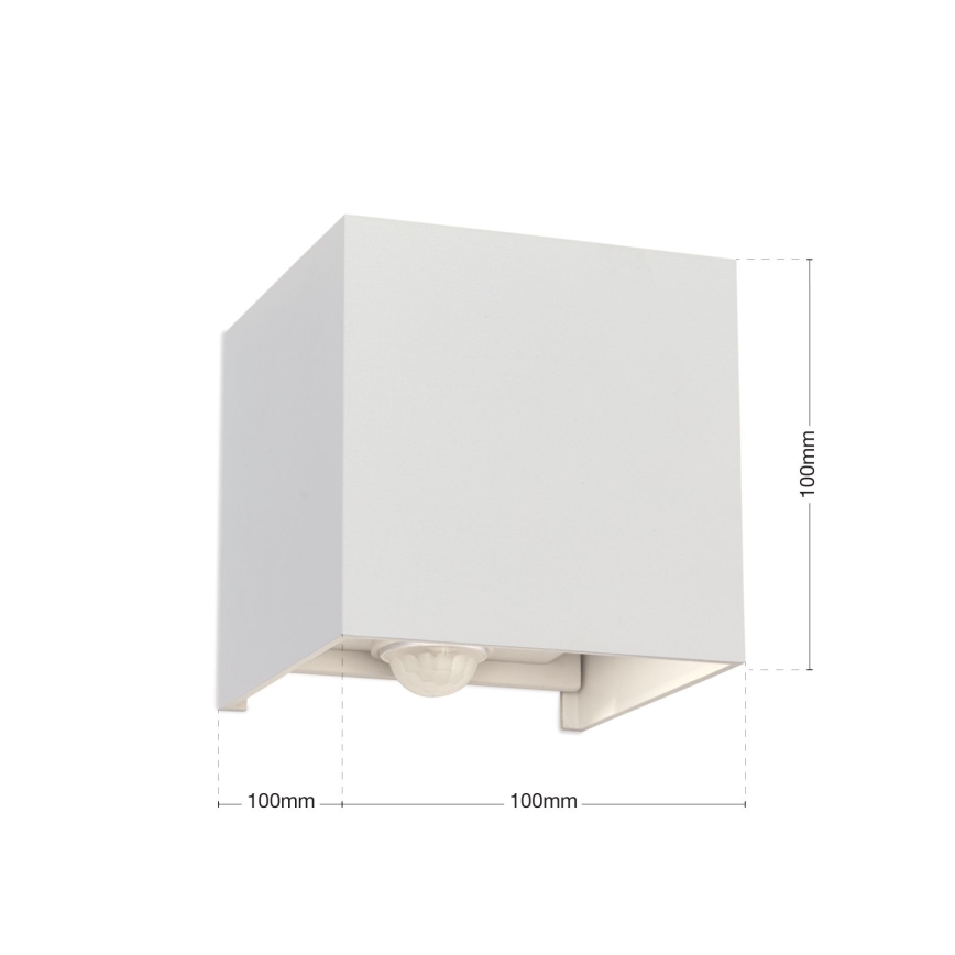 LED Kinkiet zewnętrzny z czujnikiem ruchu i zmierzchu CUBE-S LED/13W/230V IP54 biały