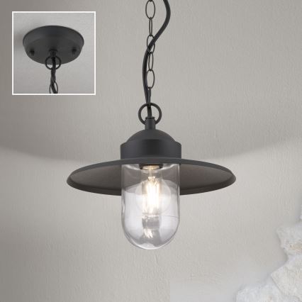 Zewnętrzna lampa wisząca EDWARD 1xE27/60W/230V IP44 czarna