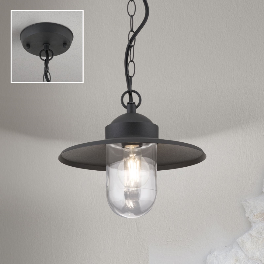 Zewnętrzna lampa wisząca EDWARD 1xE27/60W/230V IP44 czarna