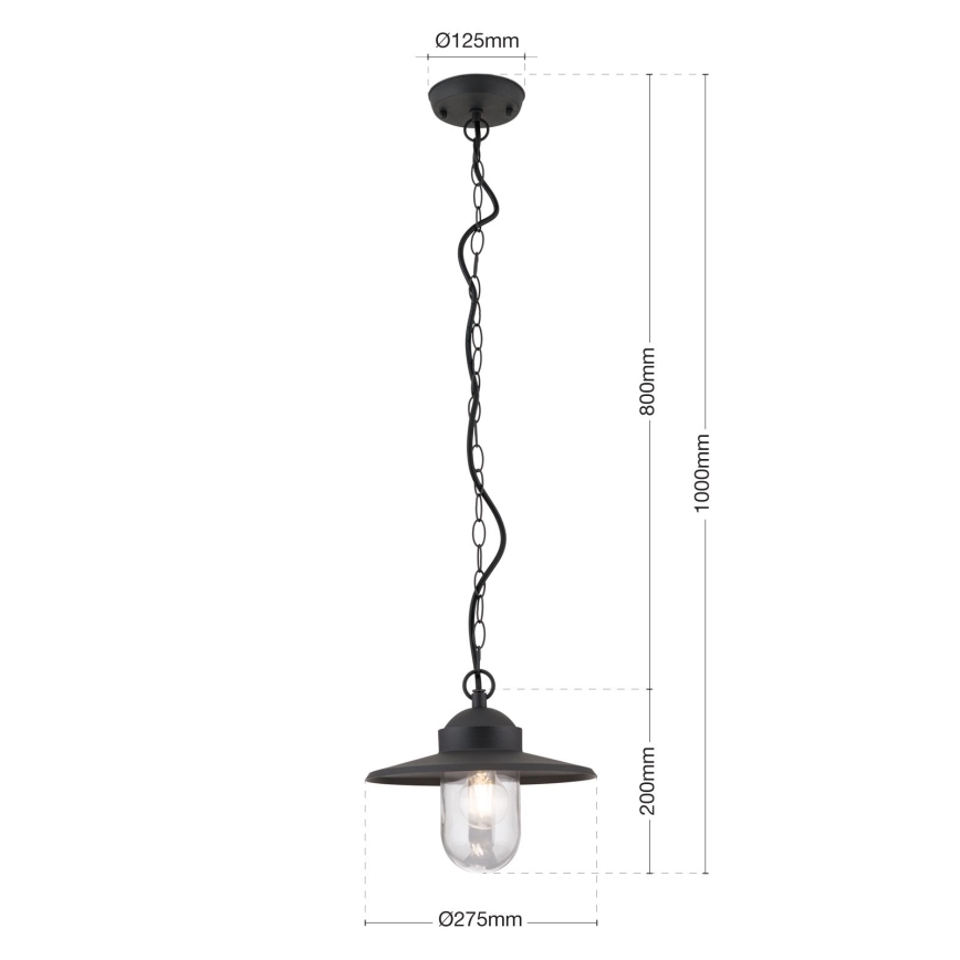 Zewnętrzna lampa wisząca EDWARD 1xE27/60W/230V IP44 czarna