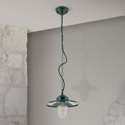 Zewnętrzna lampa wisząca EDWARD 1xE27/60W/230V IP44 zielona