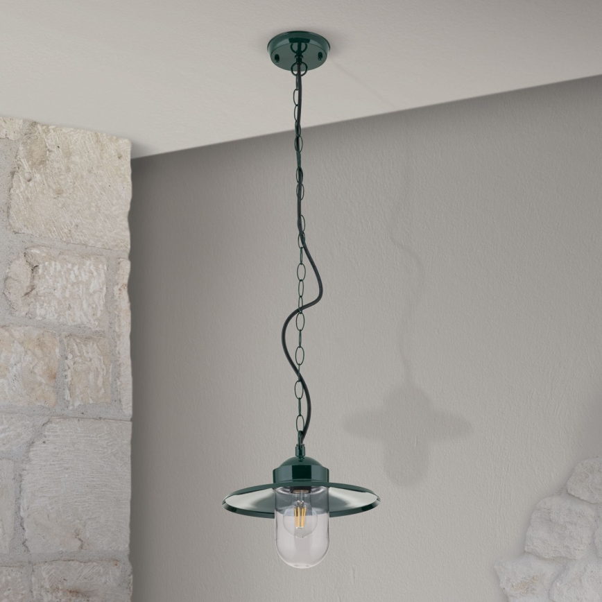 Zewnętrzna lampa wisząca EDWARD 1xE27/60W/230V IP44 zielona