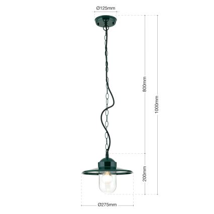 Zewnętrzna lampa wisząca EDWARD 1xE27/60W/230V IP44 zielona