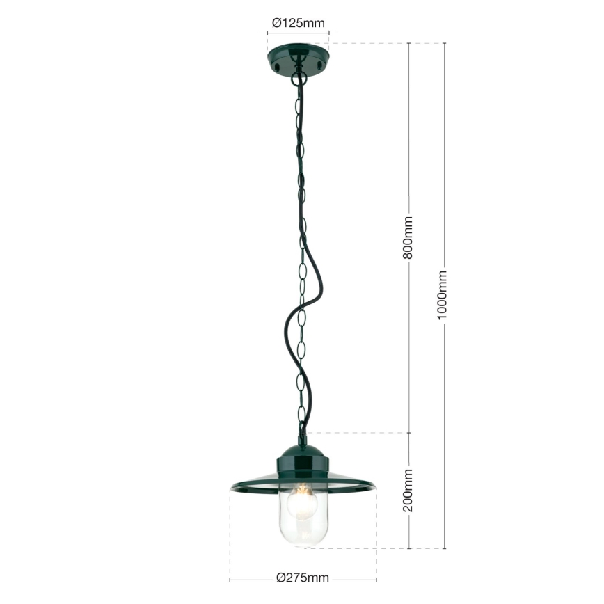 Zewnętrzna lampa wisząca EDWARD 1xE27/60W/230V IP44 zielona