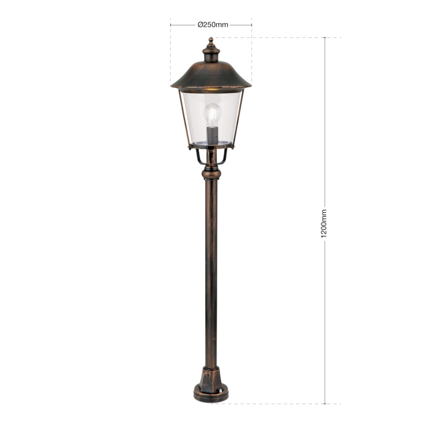 Lampa zewnętrzna KENZO 1xE27/100W/230V IP44 brąz/patyna