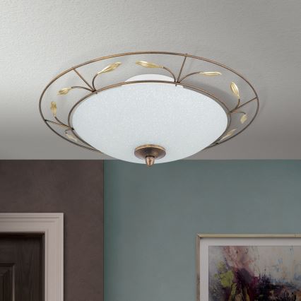 Plafon LUCA 2xE14/40W/230V śr. 40 cm brąz/patyna