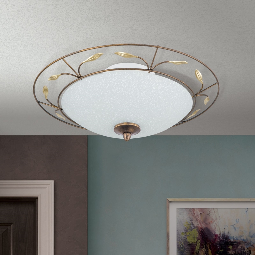 Plafon LUCA 2xE14/40W/230V śr. 40 cm brąz/patyna