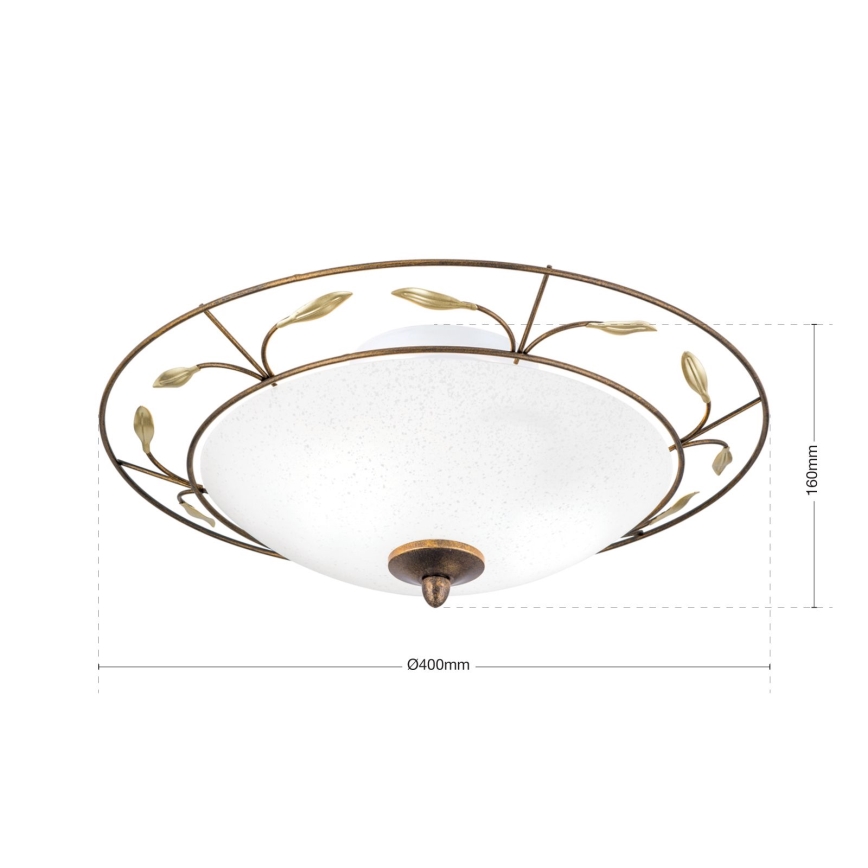 Plafon LUCA 2xE14/40W/230V śr. 40 cm brąz/patyna