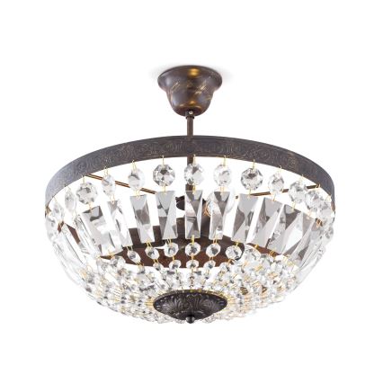 Żyrandol kryształowy ARILA 3xE14/40W/230V śr. 40 cm brązowy/patyna