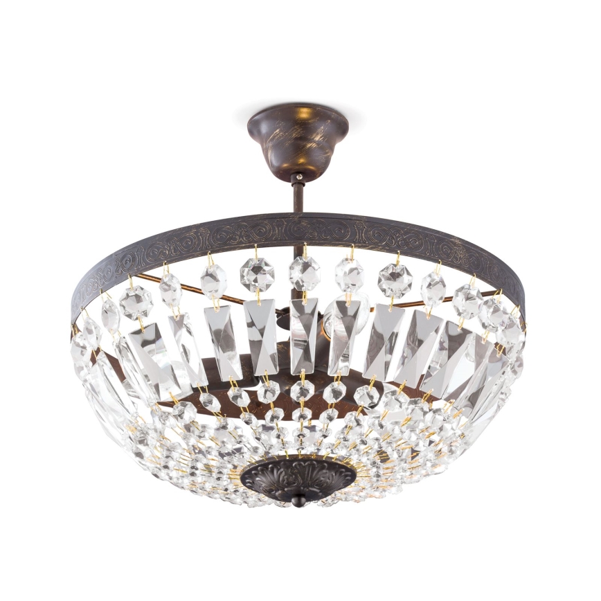 Żyrandol kryształowy ARILA 3xE14/40W/230V śr. 40 cm brązowy/patyna