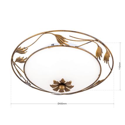 Plafon FLEUR 2xE27/60W/230V śr. 40 cm brąz