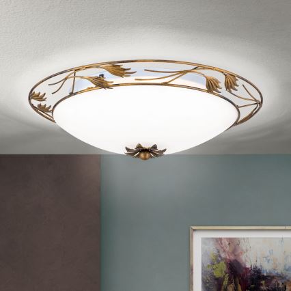Plafon FLEUR 3xE27/60W/230V śr. 50 cm brąz