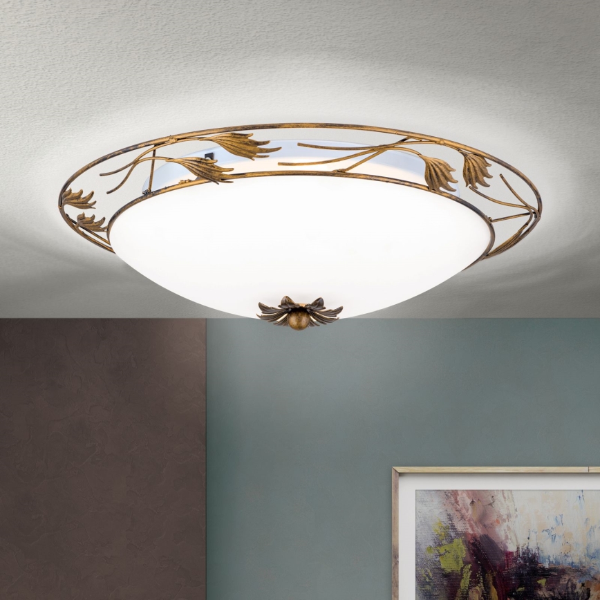 Plafon FLEUR 3xE27/60W/230V śr. 50 cm brąz