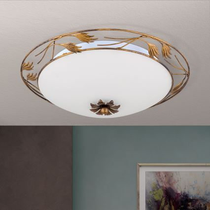 Plafon FLEUR 3xE27/60W/230V śr. 50 cm brąz