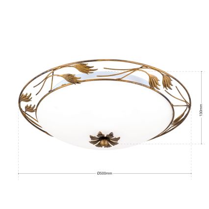 Plafon FLEUR 3xE27/60W/230V śr. 50 cm brąz