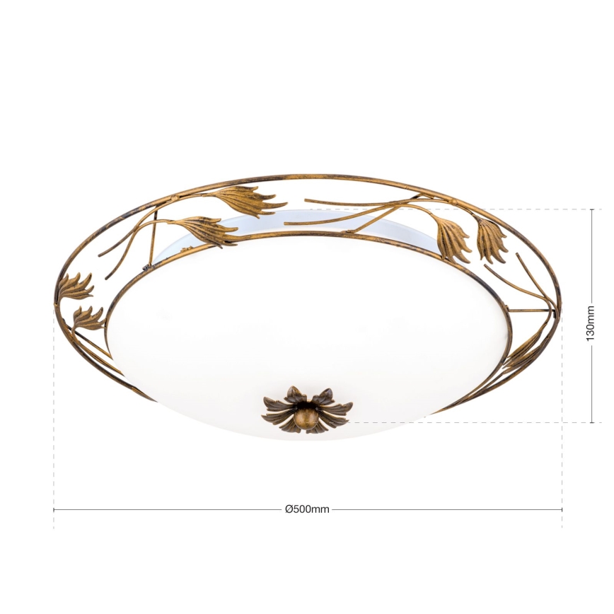 Plafon FLEUR 3xE27/60W/230V śr. 50 cm brąz