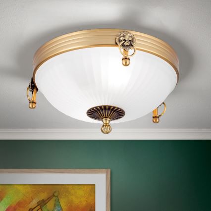 Plafon ROCCA 2xE27/60W/230V śr. 31 cm brąz/biały