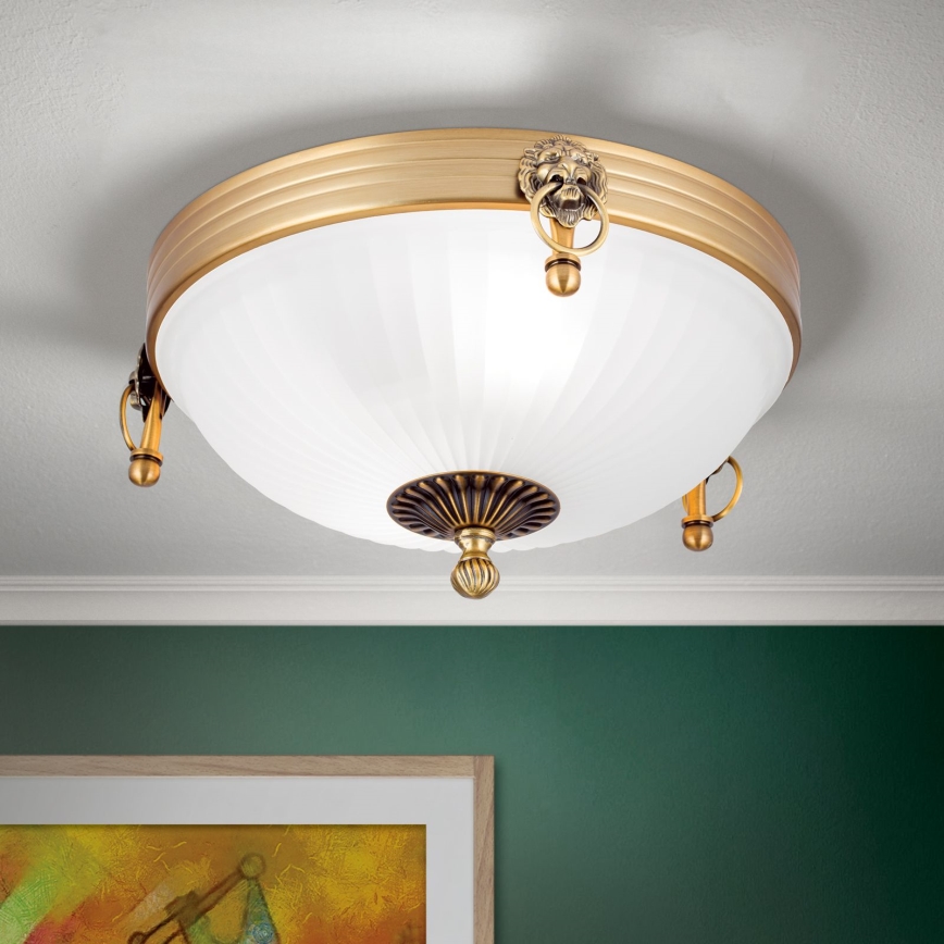 Plafon ROCCA 2xE27/60W/230V śr. 31 cm brąz/biały
