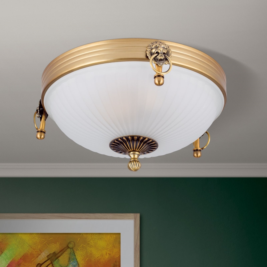 Plafon ROCCA 2xE27/60W/230V śr. 31 cm brąz/biały