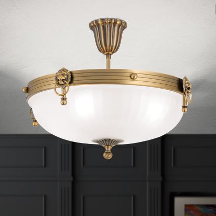 Żyrandol natynkowy ROCCA 4xE27/60W/230V śr. 43 cm brąz/biały