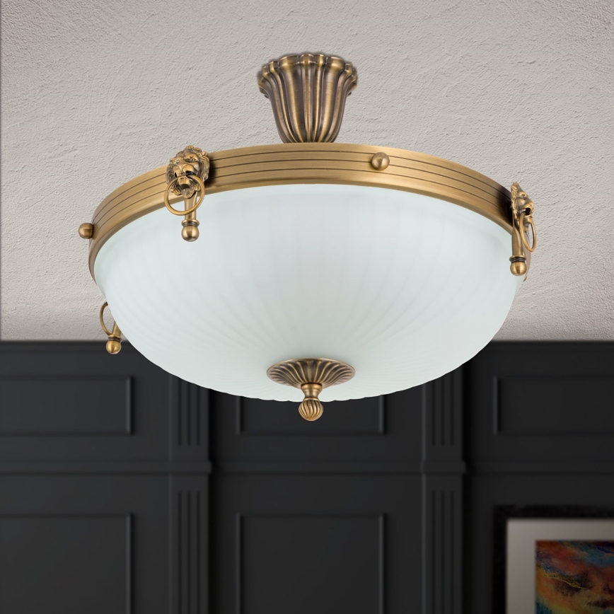 Żyrandol natynkowy ROCCA 4xE27/60W/230V śr. 43 cm brąz/biały