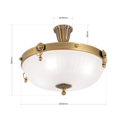 Żyrandol natynkowy ROCCA 4xE27/60W/230V śr. 43 cm brąz/biały