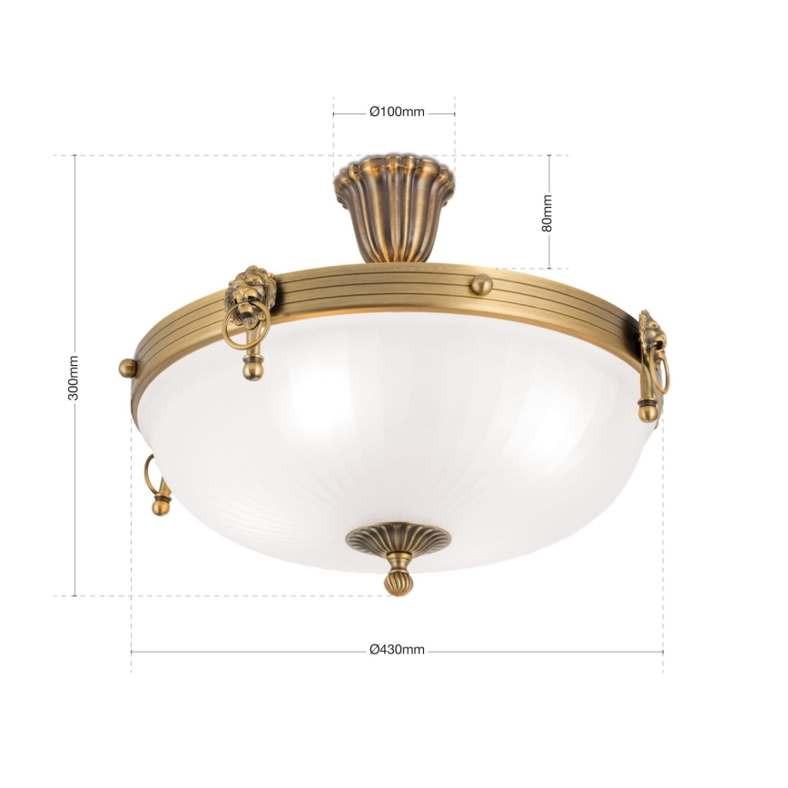 Żyrandol natynkowy ROCCA 4xE27/60W/230V śr. 43 cm brąz/biały