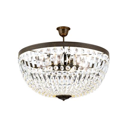 Żyrandol kryształowy ARILA 6xE27/60W/230V śr. 60 cm brązowy/patyna