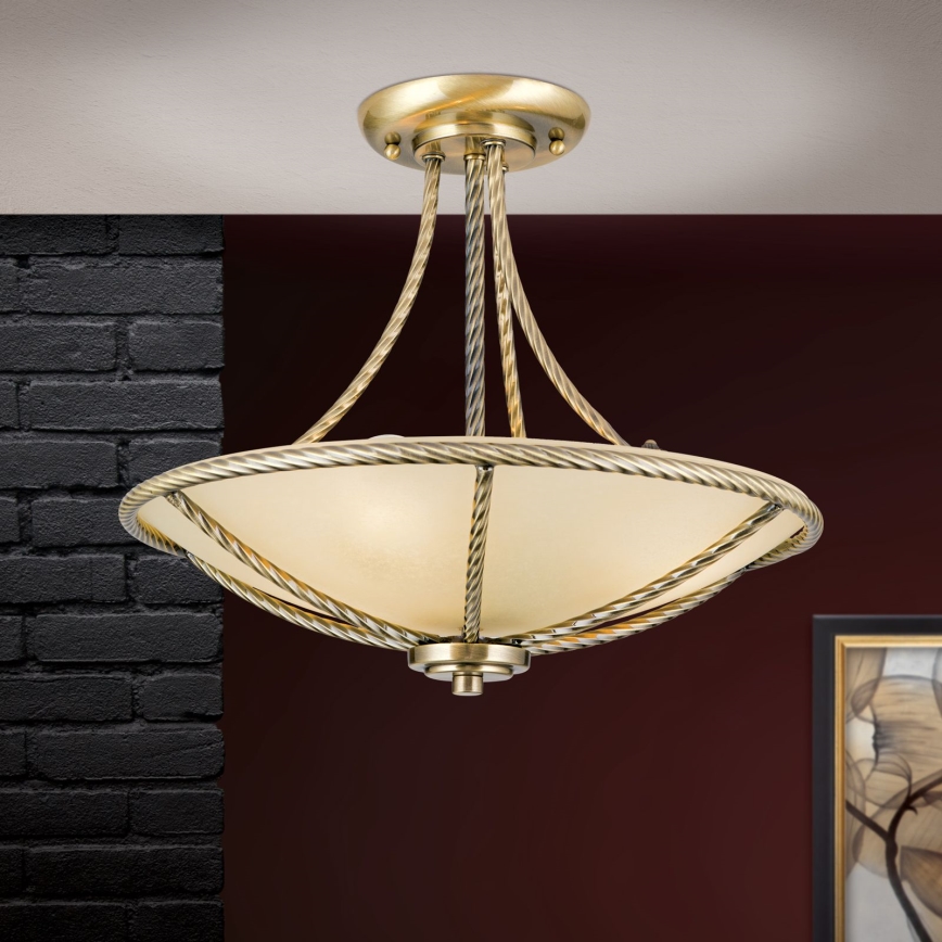 Żyrandol MAURO 3xE27/60W/230V śr. 42 cm brąz