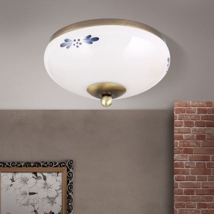 Oprawa sufitowa LANDHAUS 1xE27/60W/230V śr. 21 cm brązowy/biały/niebieski
