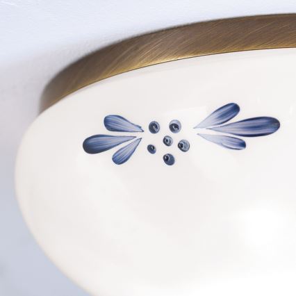 Oprawa sufitowa LANDHAUS 1xE27/60W/230V śr. 21 cm brązowy/biały/niebieski