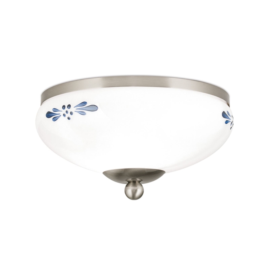 Lampa sufitowa LANDHAUS 1xE27/60W/230V śr. 21 cm matowy chrom/biała