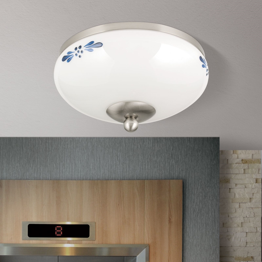 Lampa sufitowa LANDHAUS 1xE27/60W/230V śr. 21 cm matowy chrom/biała