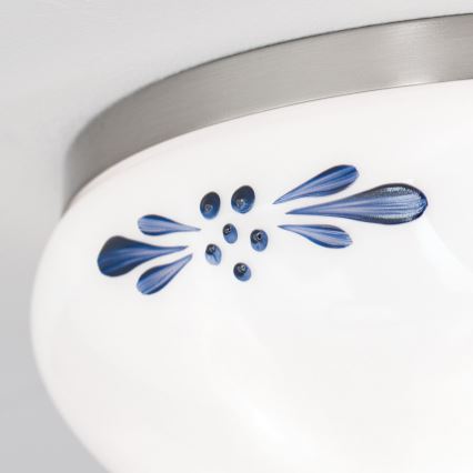 Lampa sufitowa LANDHAUS 1xE27/60W/230V śr. 21 cm matowy chrom/biała