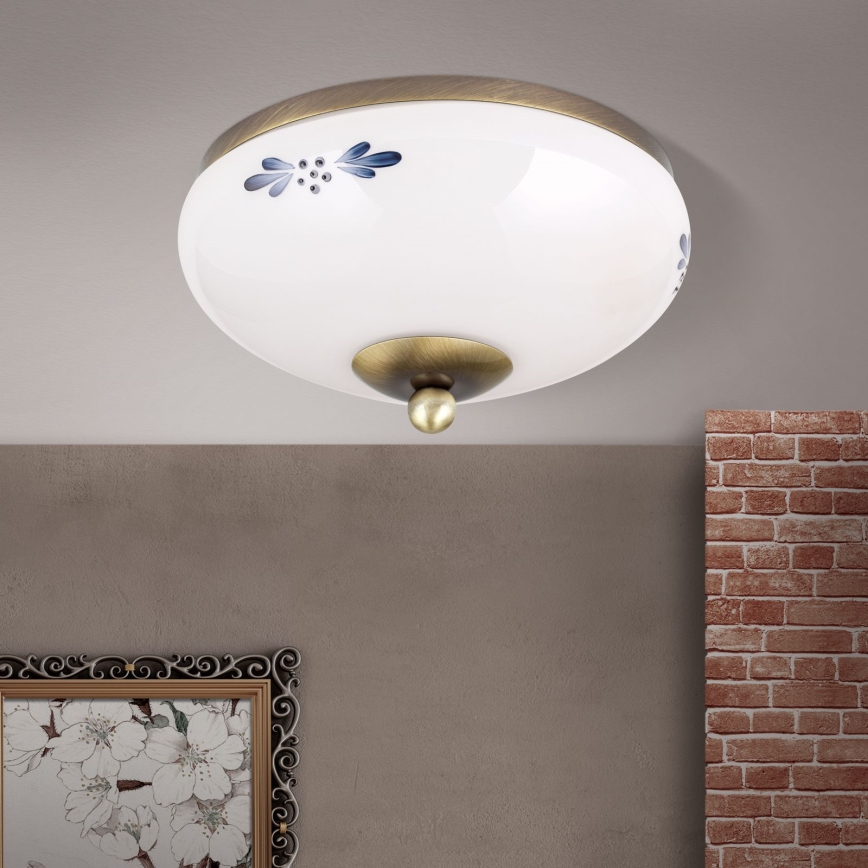 Plafon LANDHAUS 1xE27/60W/230V śr. 21 cm brąz/biały