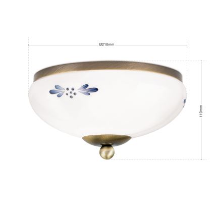 Plafon LANDHAUS 1xE27/60W/230V śr. 21 cm brąz/biały