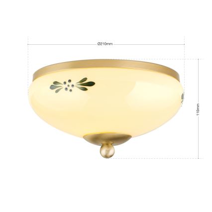 Plafon LANDHAUS 1xE27/60W/230V śr. 21 cm mosiądz/beżowy
