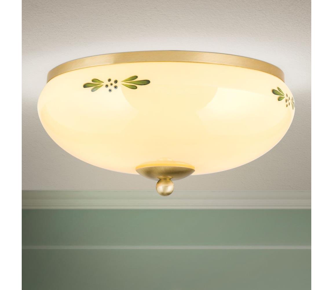 Orion DL 7-673 - Lampa sufitowa LANDHAUS 2xE27/60W/230V śr. 28 cm mosiądz/beżowy