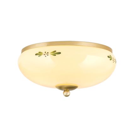 Lampa sufitowa LANDHAUS 2xE27/60W/230V, Ø 28 cm, mosiądz/beżowy/zielony