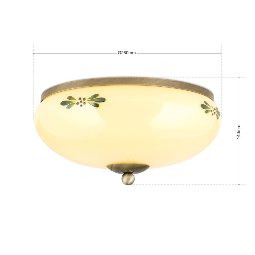 Plafon LANDHAUS 2xE27/60W/230V śr. 28 cm brąz/beżowy