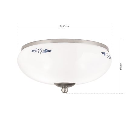 Plafon LANDHAUS 2xE27/60W/230V śr. 28 cm matowy chrom/biały